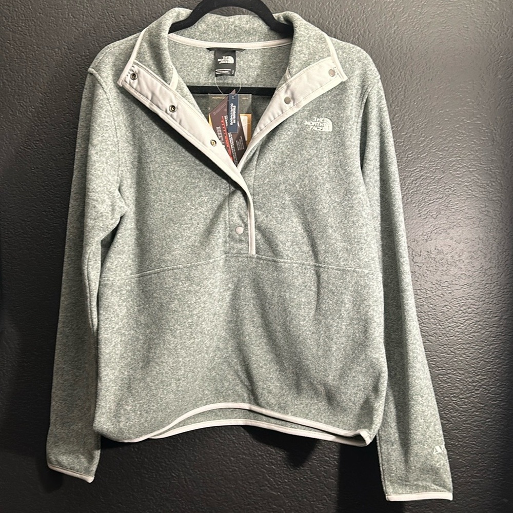 NWT The North Face Alpine Polartec 100 Half-Snap Jacket in Heather Grey - Picture 4 of 10
